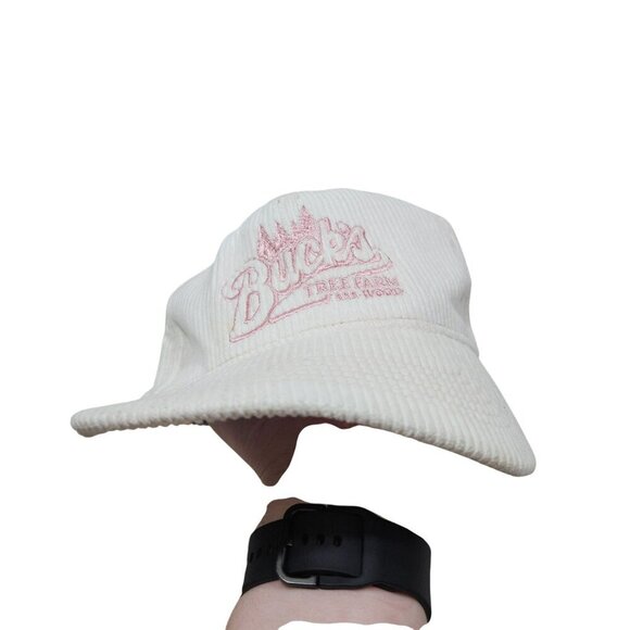 American Eagle Outfitters Bucks Tree Farm White & Pink Corduroy Trucker Hat - Picture 3 of 7